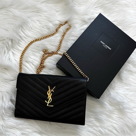 Saint Laurent Handbags - Saint Laurent Grain de Poudre Envelope Wallet on Chain